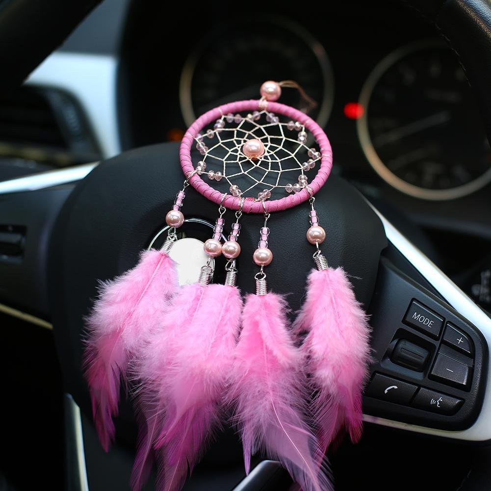 Handmade Dream Catcher with Feather Wall Car Home Hanging Decor White