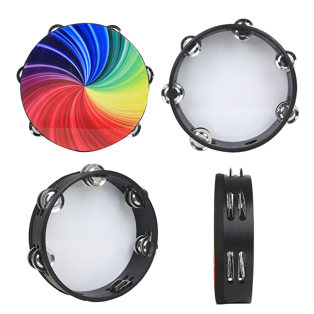 8 inch Double Row Tambourine Orff Percussion Instrument Hand Drum for Kids