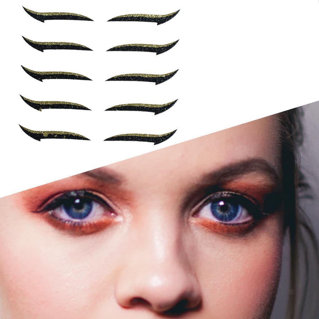Autocollants D'eye-liner Réutilisables Paresseux, Bande 5 paires Or