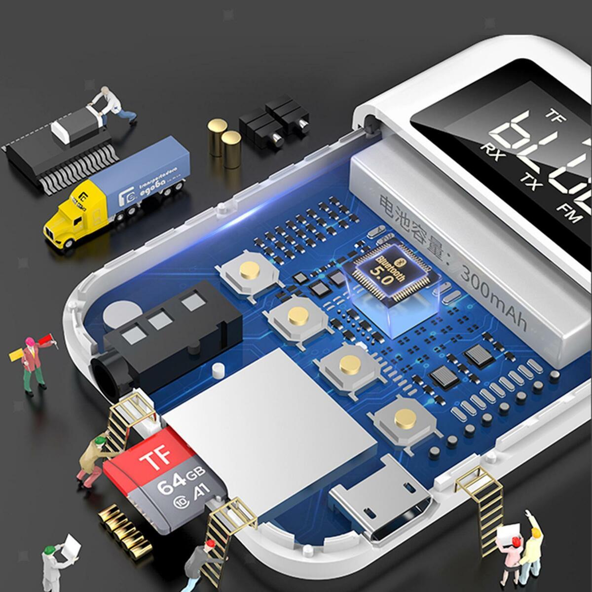 5.0 Adapter Transmitter Receiver for  FM 300mAh LED Screen