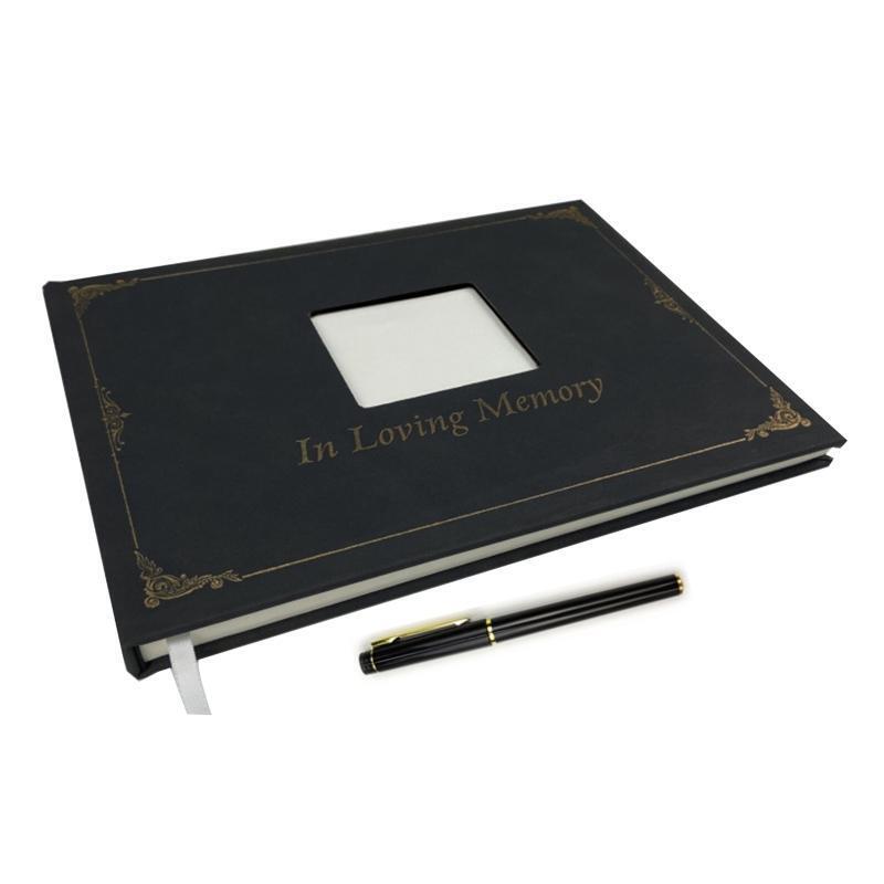 Funeral Guest Book with Pu In Loving Memory Cover elebration of Life Remembrance
