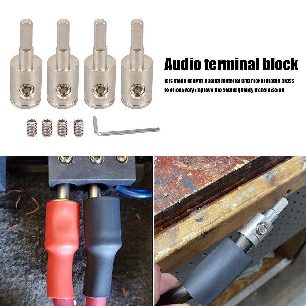 4 Sets 4GA to 8GA Car Audio Amp Wire Terminal Power Cord Input Reducers