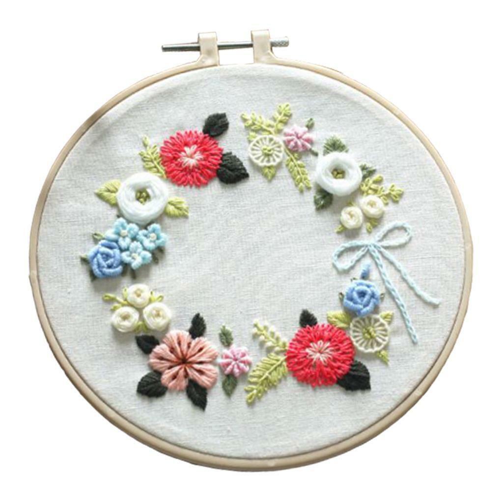 Floral Embroidery Starter Kit   Cloth Hoop Floss Kits