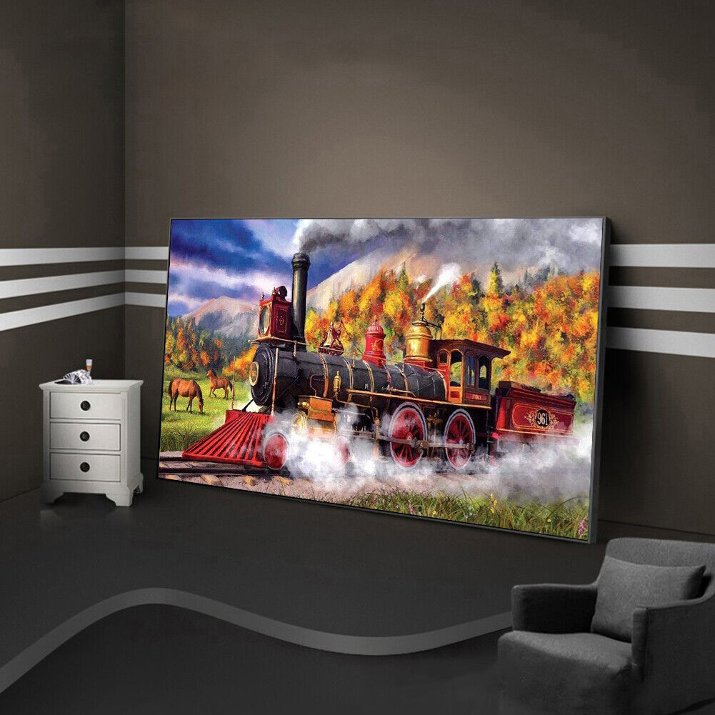 5D Train Full Drill Round Diamond Painting DIY Mosaic Picture Home Decor