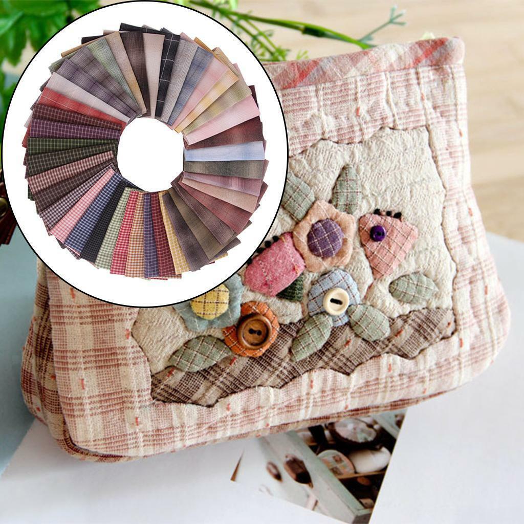 50Pcs  Plaid Fabric Square  Quilting Fabric for DIY Handcraft