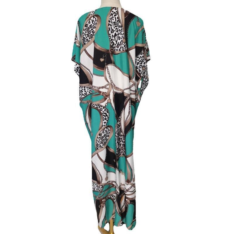 Women's Clothing Printing Long Swimsuit Cover Ups Summer Plus Size High Split