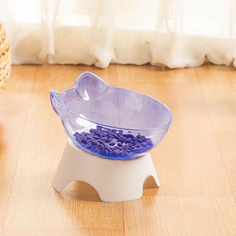 Elevated Dog Cat Bowls Double Raised Cat Transparent Plastic Bowl with Stand