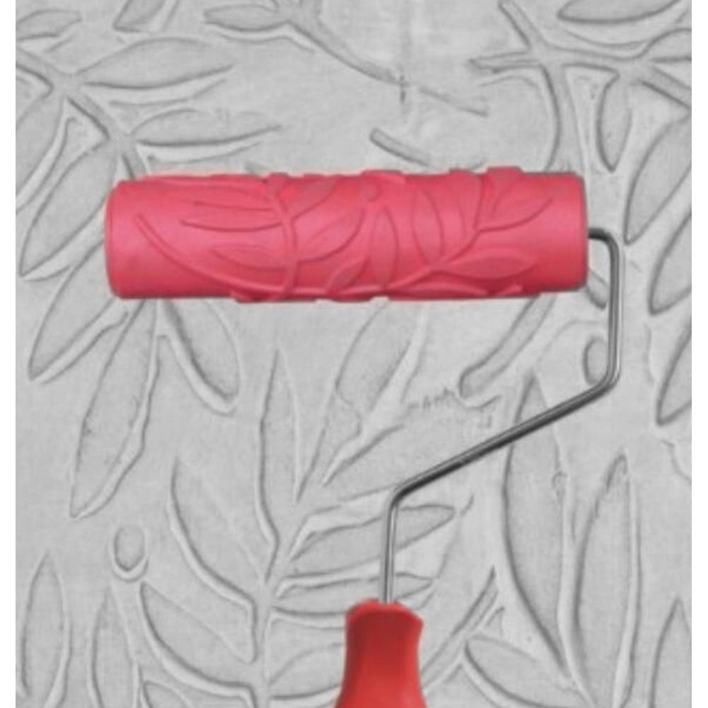 7inch Leaves Pattern Creative Paint Rubber Roller for Home Shop Wall Decor