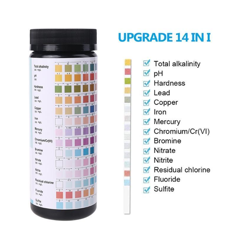 100PCS 14 IN 1 Drinking Water Test Strips for Tap Water Well Fresh Faucets Water