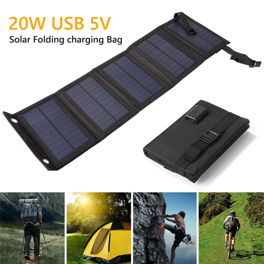 Waterproof Folding 20W Solar Cells Pack 5V USB Solar Panel for Mobile Phone