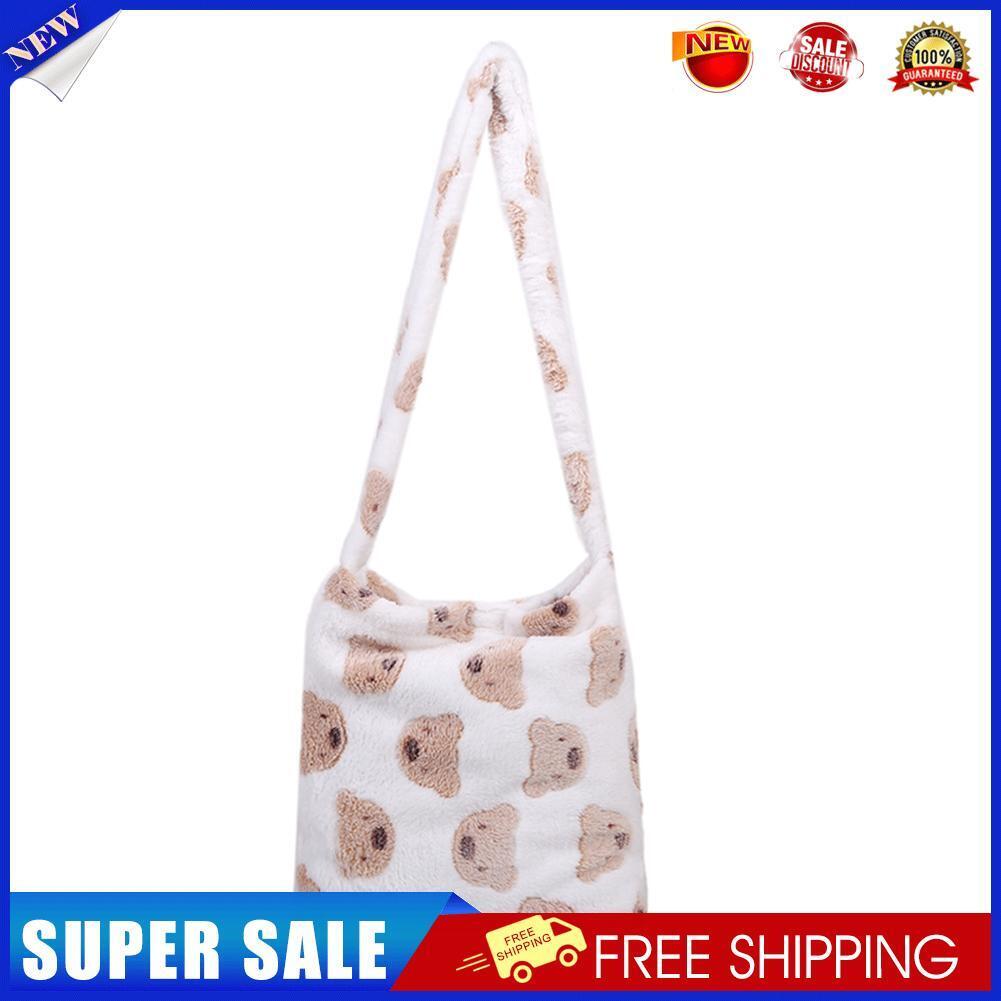 Autumn Plush Shoulder Handbag Women Bear Big Capacity Messenger Bag (B)