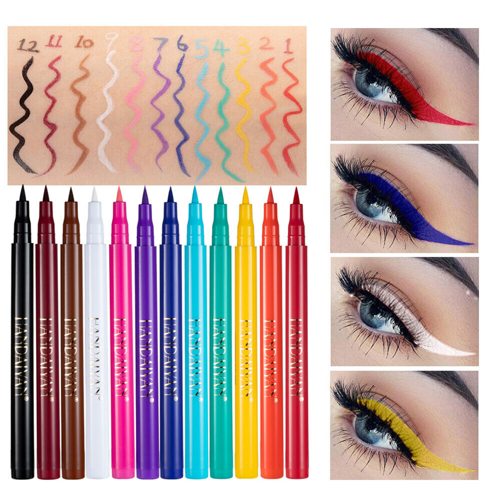 12pcs Matte Colorful Eyeliner Waterproof Non Blooming Liquid Eyeliner Pen