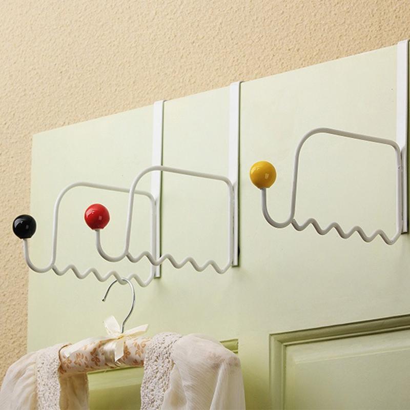 3x Over The Door Hooks Bathroom Organizer for Hanging Key Towels Robes Brush Bag