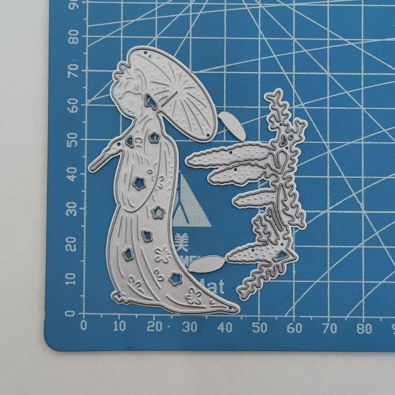 Antiquity Beauty with Umbrella Carbon Steel Cutting Dies DIY Scrapbooking Photo