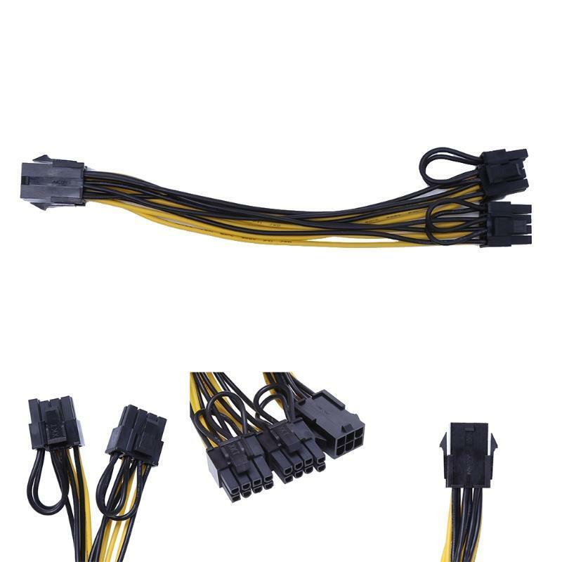 PCI-E 6-Pin Female To Dual 8-Pin (6+2 Pin) Male Video Card Power Adapter Cable