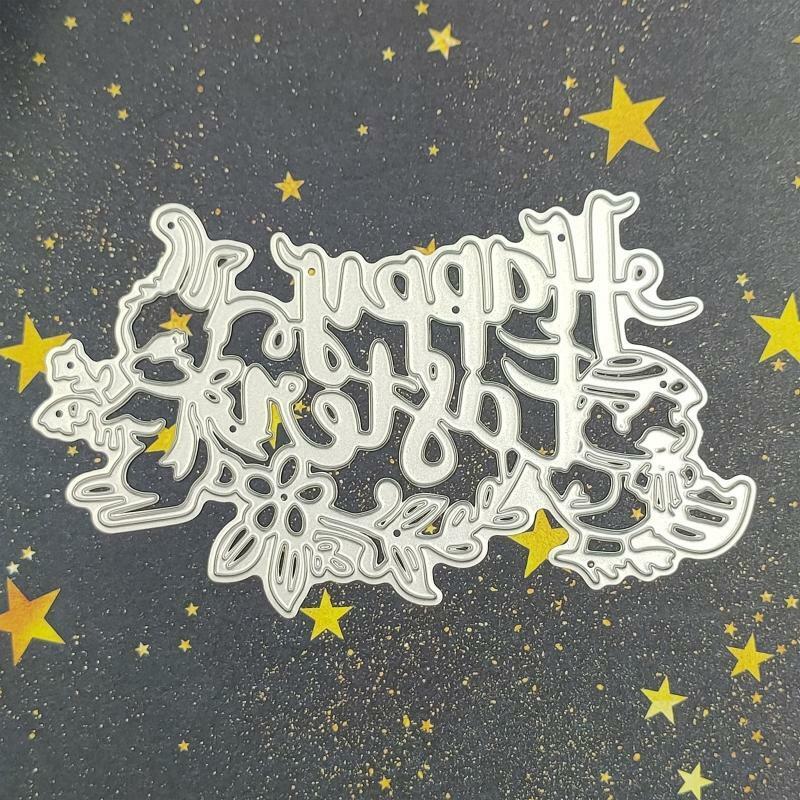 Happy Easter Word with Bunny Chick Metal Cutting Dies Stencil DIY Scrapbook Mold