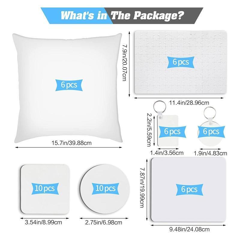 Sublimation Blanks Products Set DIY Blank Keychain Pillow Covers Mouse Pad