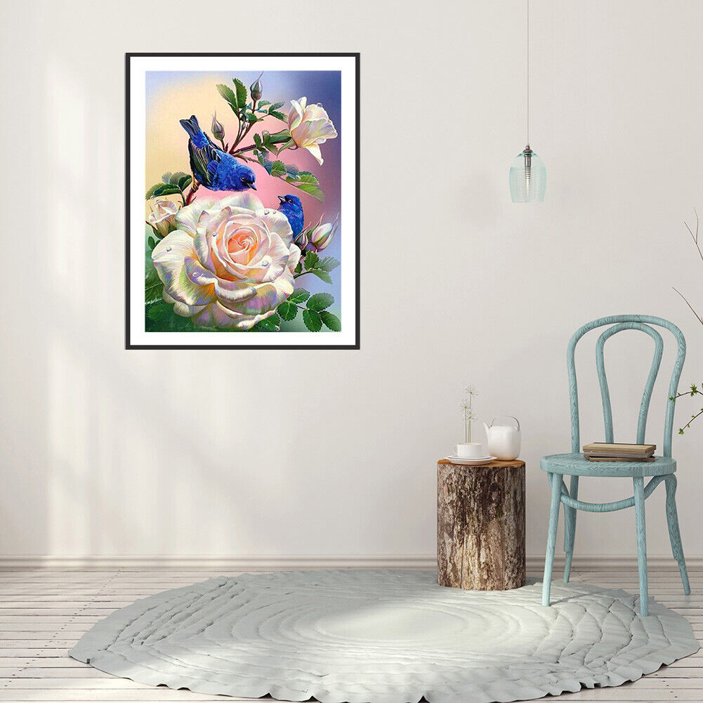 5D DIY Roses Birds Full Square Drill Diamond Painting Mosaic Craft Art (1)