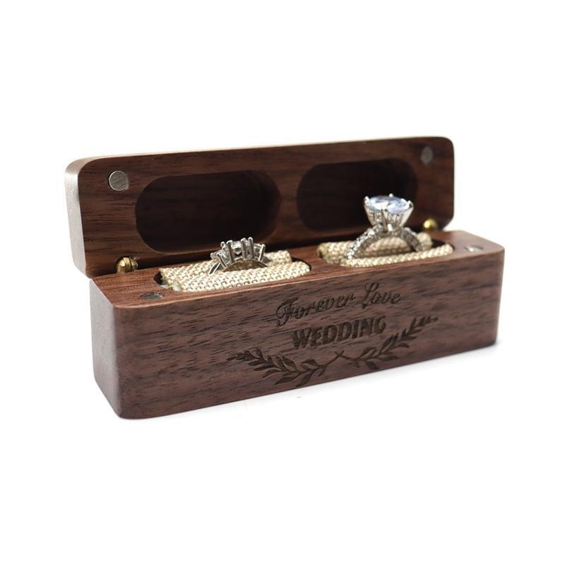 Black Walnut Jewelry Earrings Ring Box Convenient Proposal Diamond Ring Box