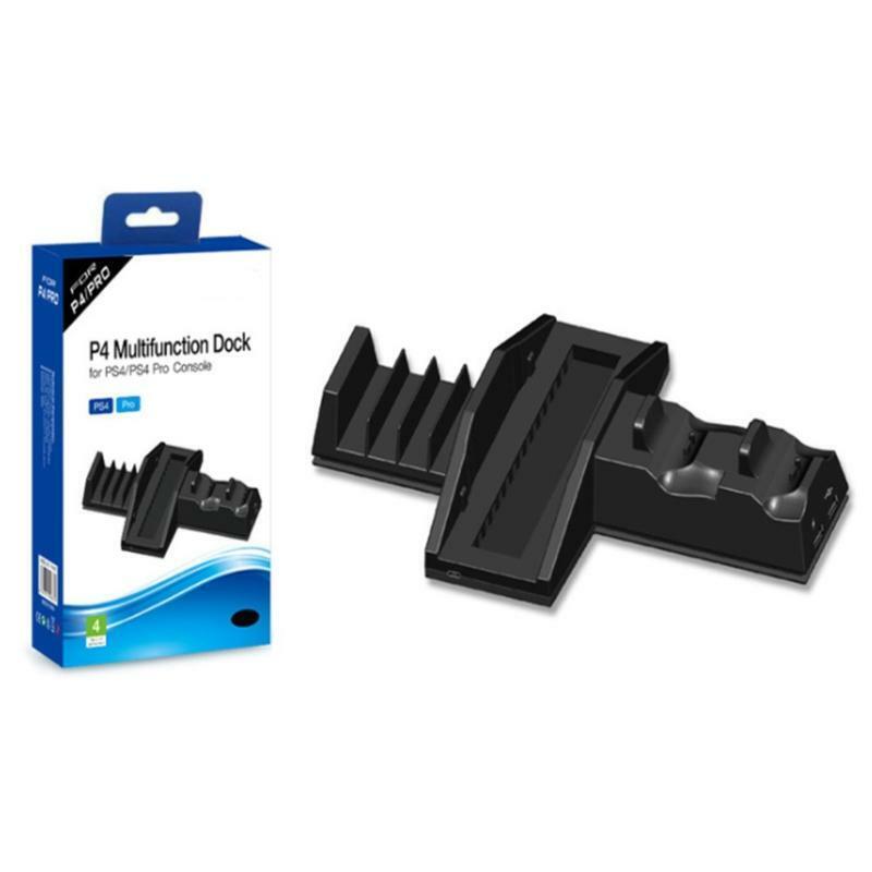 Charging Dock with Cooling Fan & Game Discs Storage Rack Fits for PS4/PS4 Pro