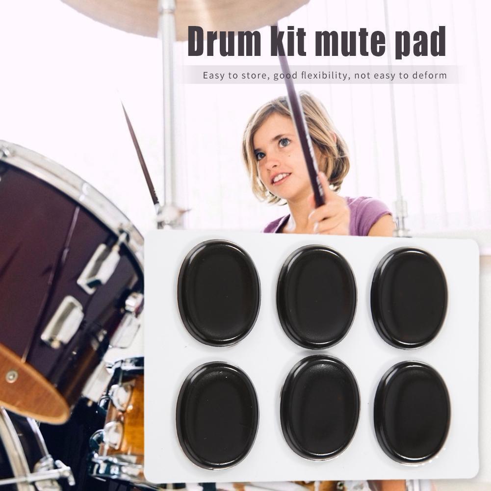 6pcs/set Snare Drum Mute Pads Silencer for Instrument Accessories (Black)
