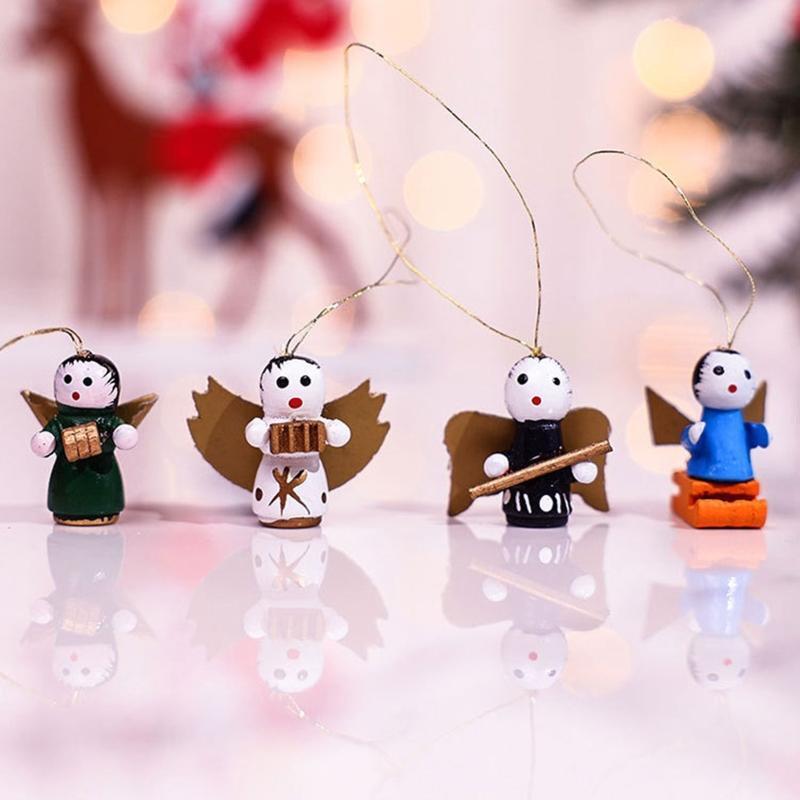 Christmas Wood Pendant Boxed Colorful Car Snowman Hanging Ornament Crafts