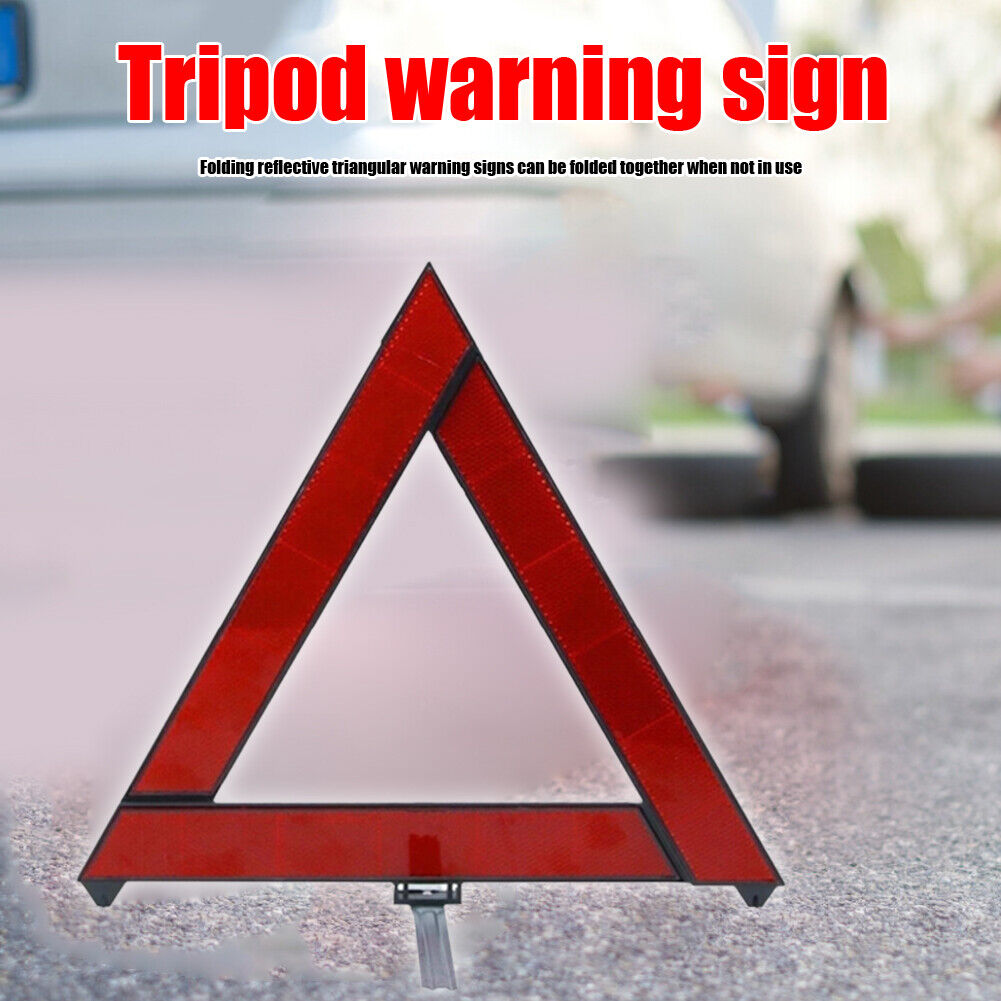Car Emergency Breakdown Safety Warning Tripod Foldable Red Reflector Sign