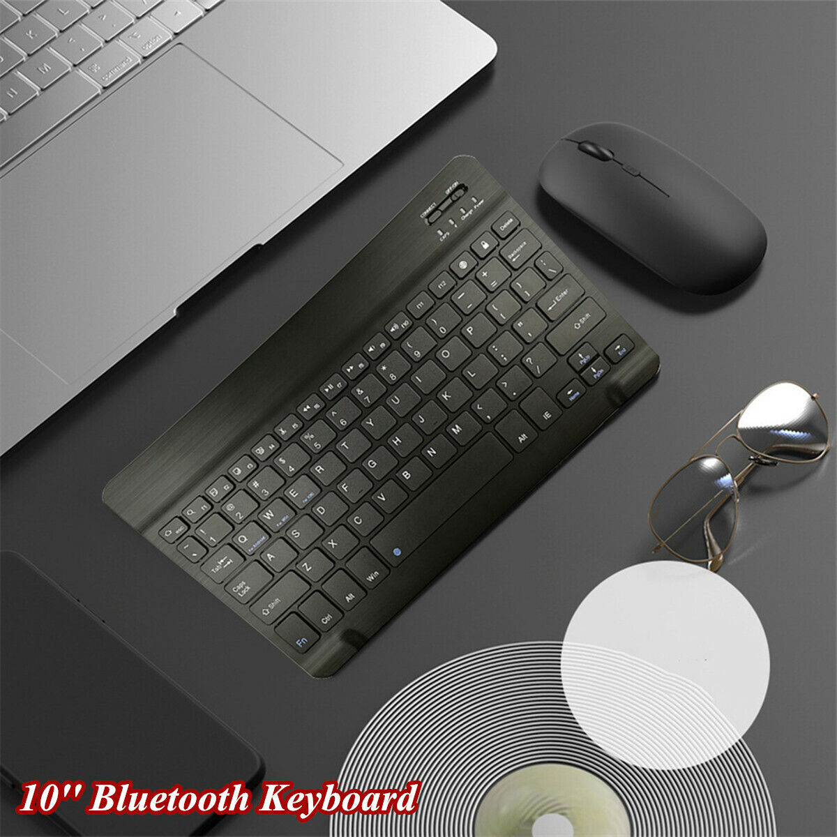 Black 10 inch Bluetooth Keyboard For Mobile Phone Tablet Laptop Control Keyboard
