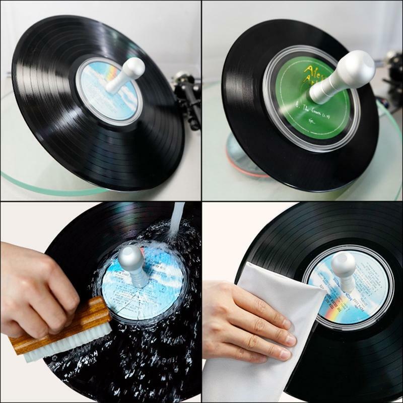 Vinyl Record Cleaner Clamp Record Label Saver Acrylic Cloth Clean Tools