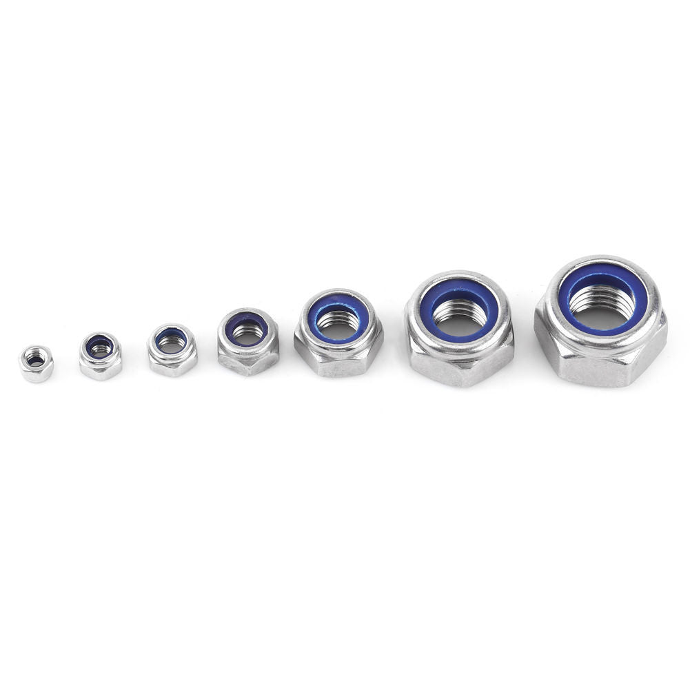 165pcs Stainles Steel Nylon Insert Locknut Assortment Kit M3 M4 M5 M6 M8 M10M12