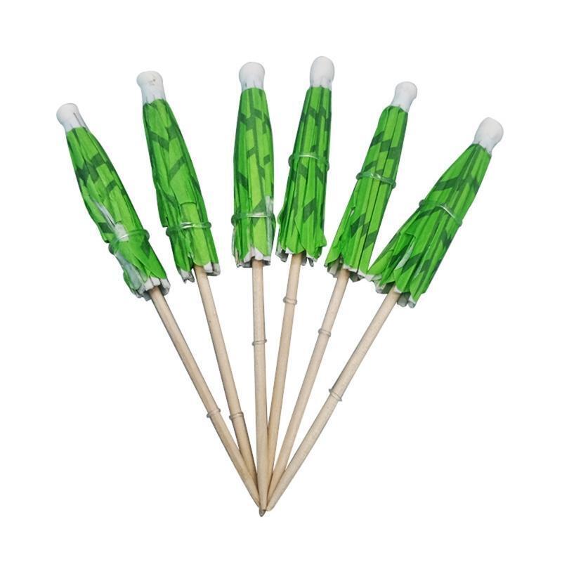 Umbrellas Green Coconut Palm Tree Fruit Sticks Cupcake Toppers for Party