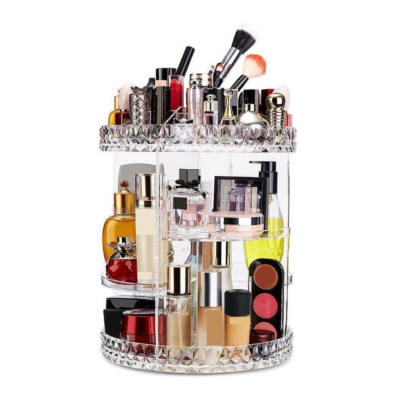 Makeup Storage Box Large Capacity 360 Degree Rotating Cosmetic Case