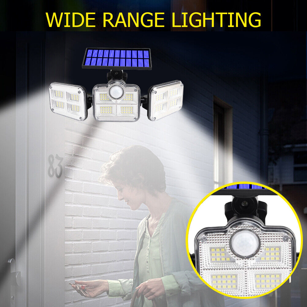 122LEDs 3 Head Light PIR Sensor Solar Outdoor Waterproof Lamp (JD-2757)