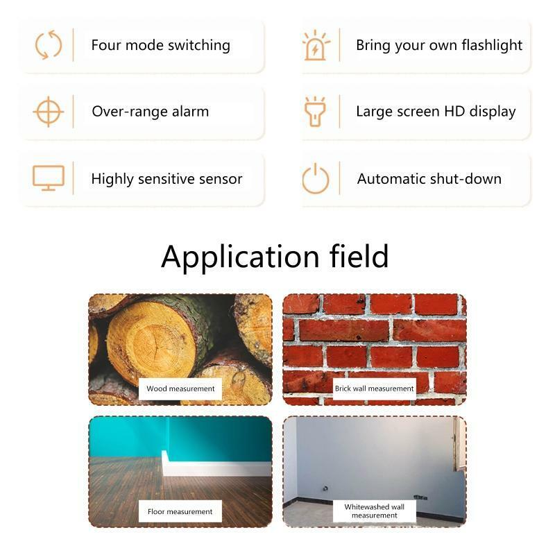 Pinless Moisture Meter For Wood Digital Dampness Moisture Sensor Detector 4 Mode