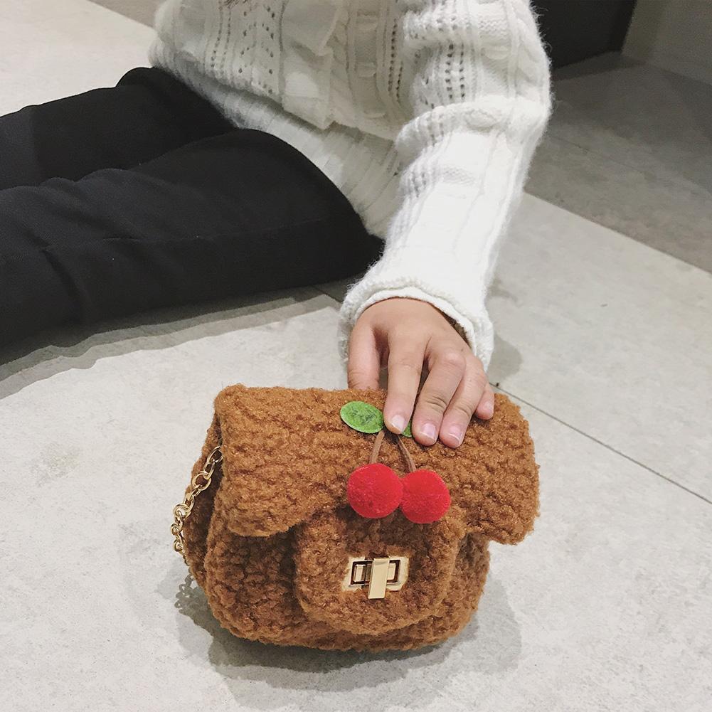 Cherry Chain Sling Messenger Bag Kids Girls Crossbody Shoulder Bags (Brown)