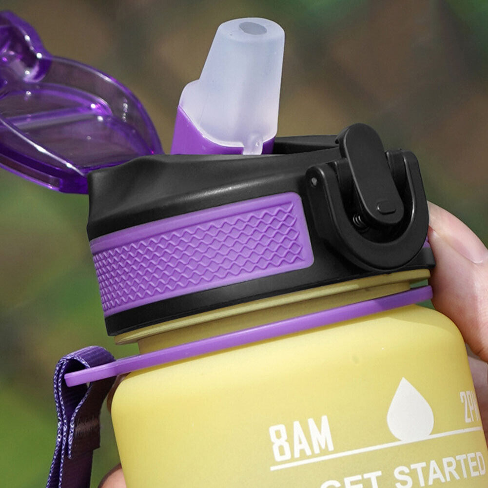 1L Sports Water Bottle with Marker Large Capacity Fitness Drink Cups (B)
