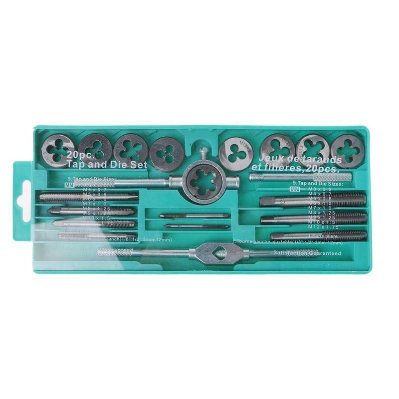 20 Pcs Tap Die Set Metric Hand Threading Tool Tungsten Carbide Screw Thread