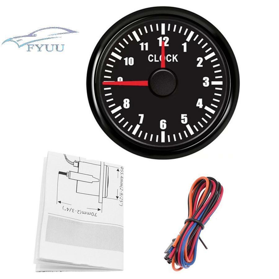 52mm Car Boat Yacht Red Backlight Instrument Hour Meters 0-12 Hours Clock Gauge