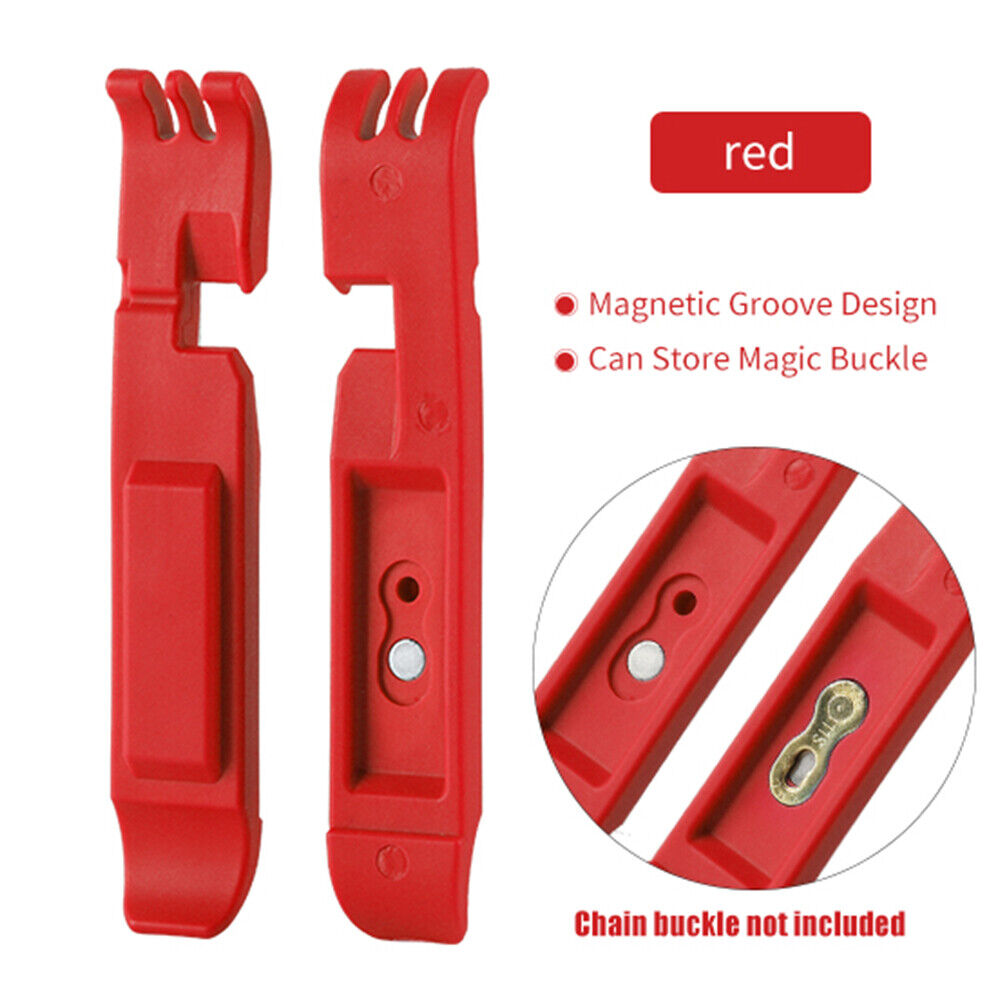2pcs Bicycle Tire Lever MTB Bike Link Chain Plier Pry Bar Repair Tool (Red)