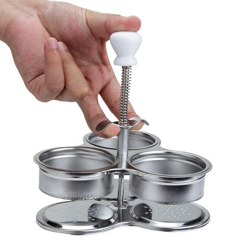 Stainless Steel Egg Poacher 3 Grid Steamer Eggs Boiler Multi Function Gadgets