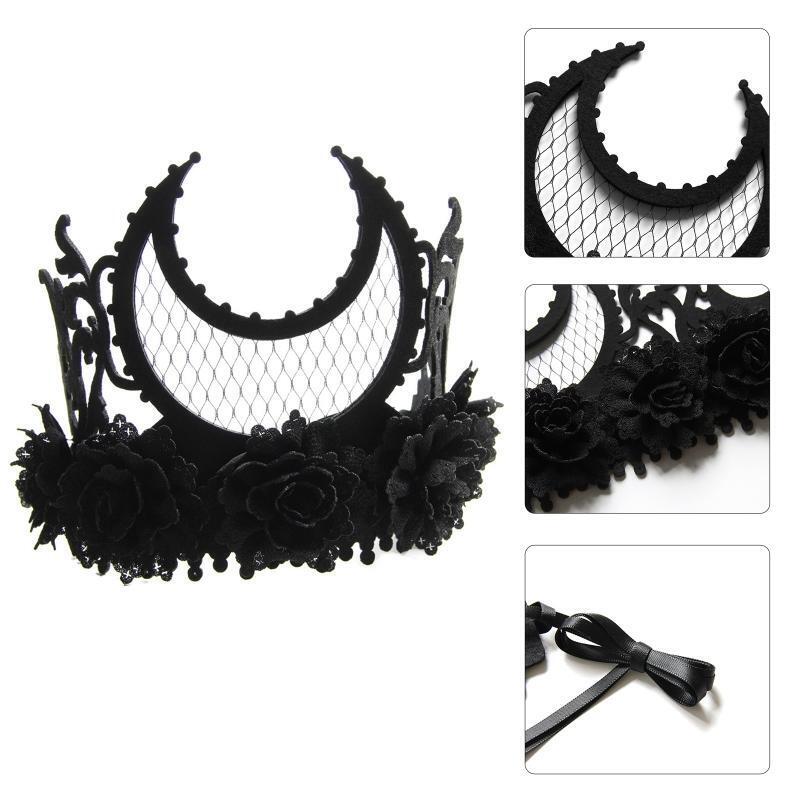 Punk Demon Witch Crown Headdress Black Headband All-match for Street Shooting