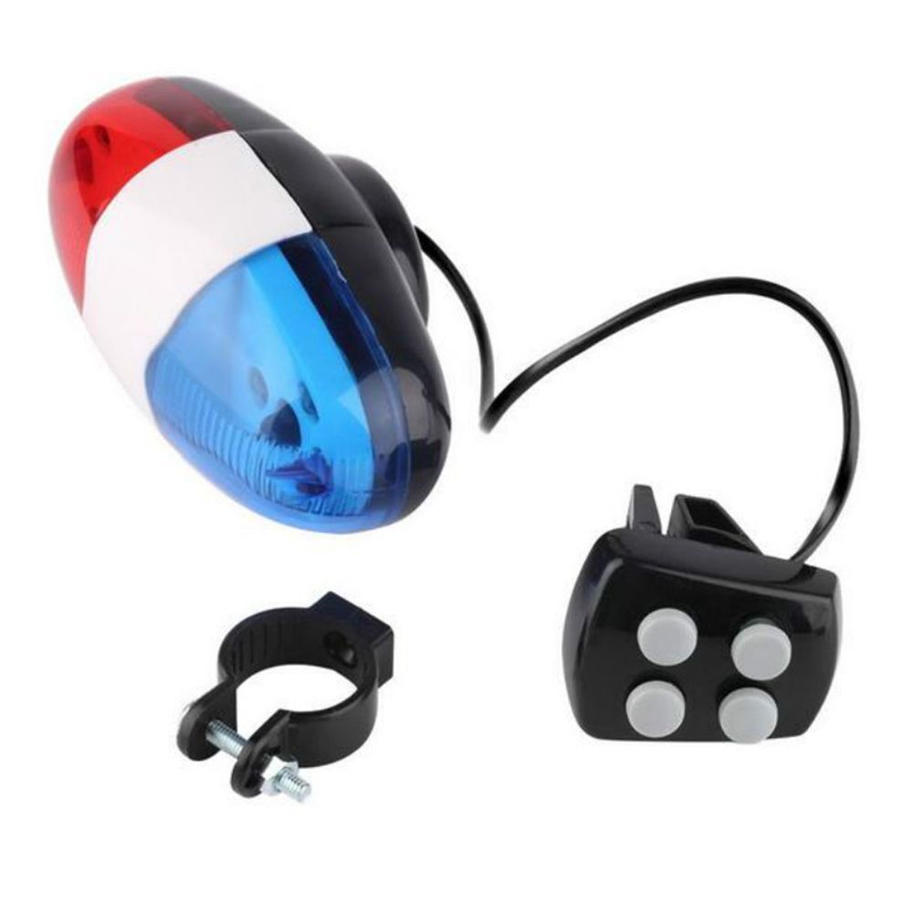 4 Tone Ultra-loud Police Siren Bicycle Call 6 LED Electric Light Horn Bell