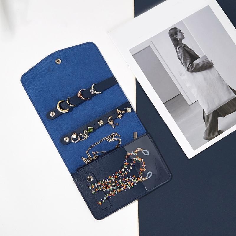 Jewelry Organizer Roll Travel Jewel Bag Case for Multiple Necklace Ring Bracelet