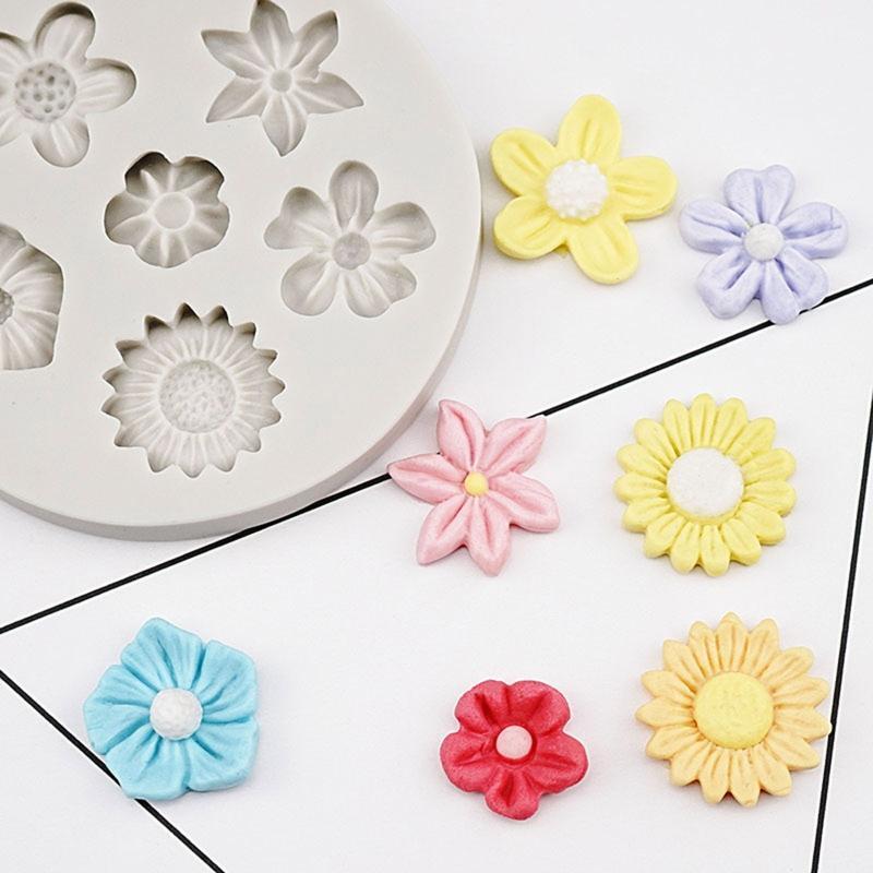 Silicone Fondant Mould Biscuit Molds Flower Shapes DIY Reusable Baking Accessory