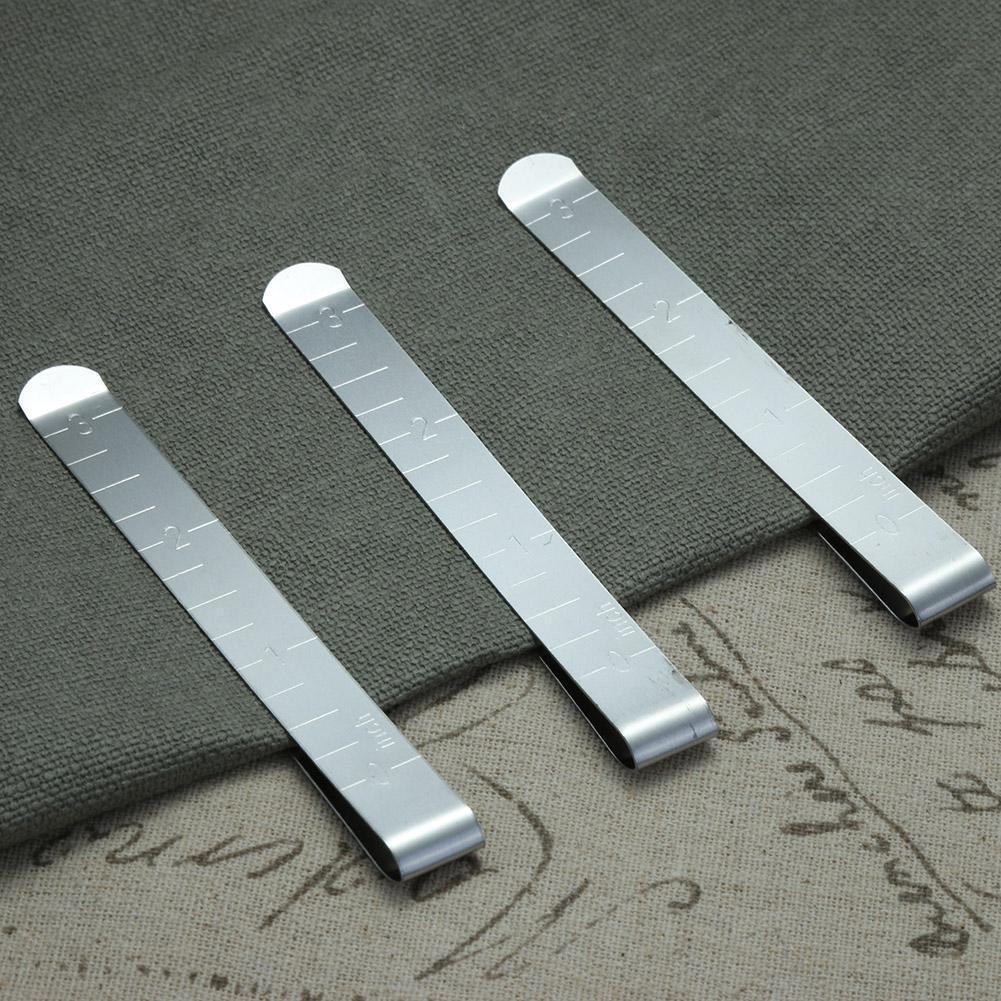 20pcs Stainless Steel Hemming Clips Measurement Ruler Sewing Quilting Clips