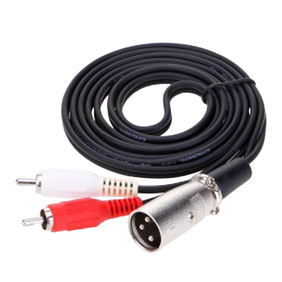 Pro XLR 3 Pin Male to Dual RCA Male Plug Cable Adapter Mic Audio Y Splitter