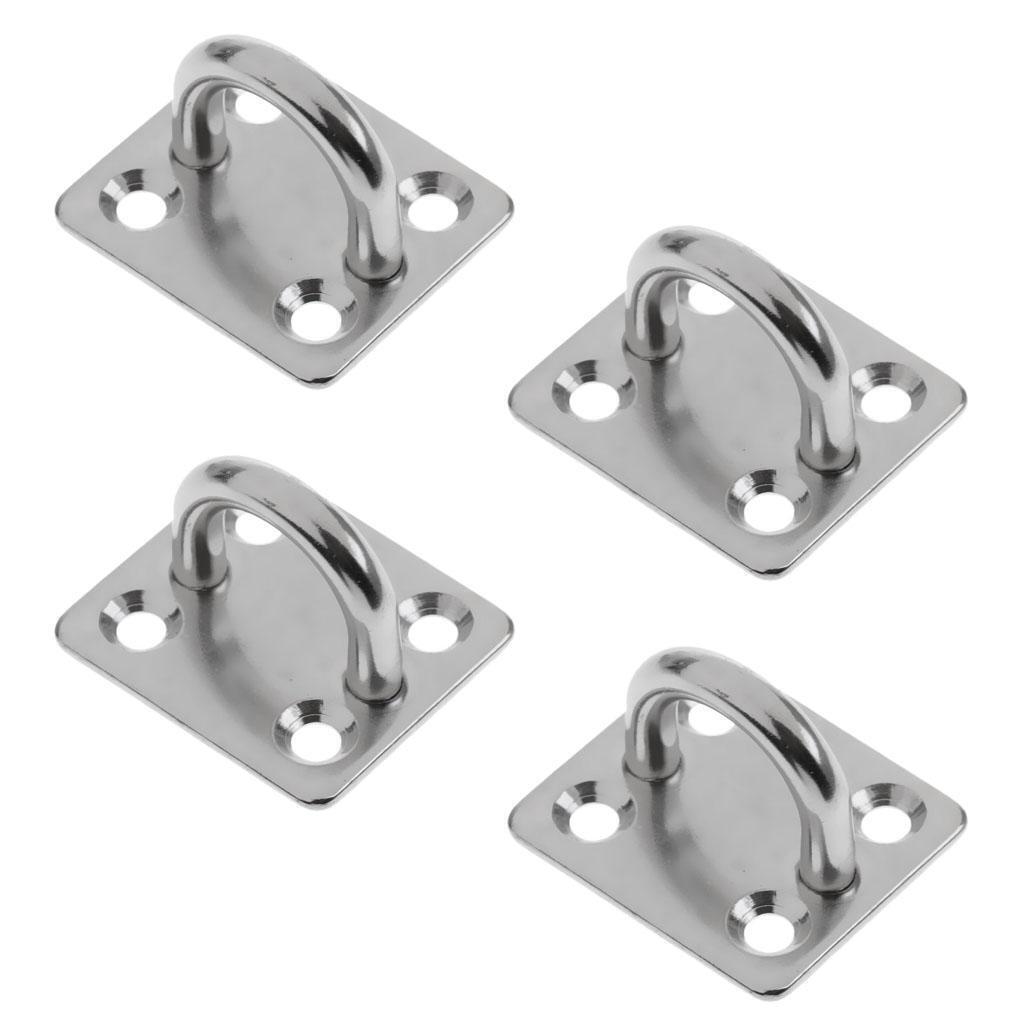 4pcs 8mm Square Eye Plates Marine Stainless Steel Shade Sail Boat Fitting