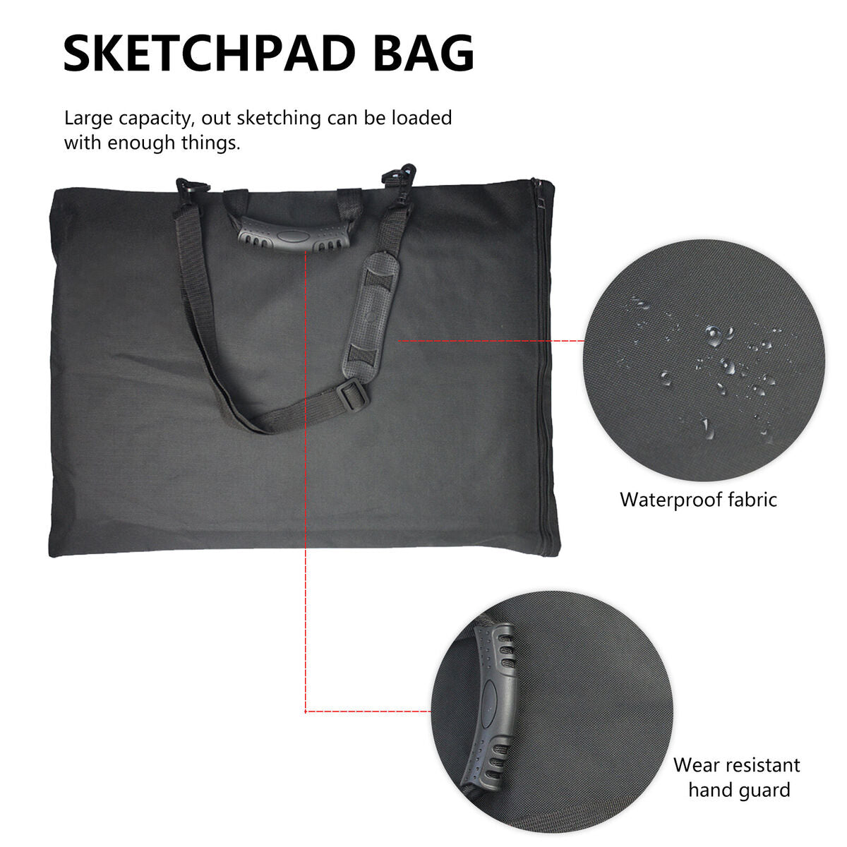 Art Portfolio Bag Waterproof 8K Nylon Portfolio Drawboard Case - A3 Size
