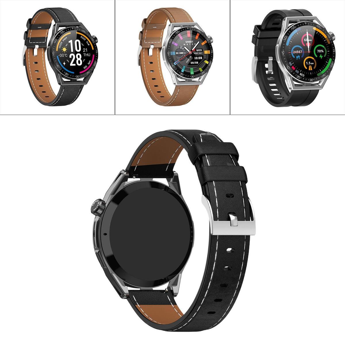 Watch with Slot Waterproof Sleep Tracking Black PU Strap