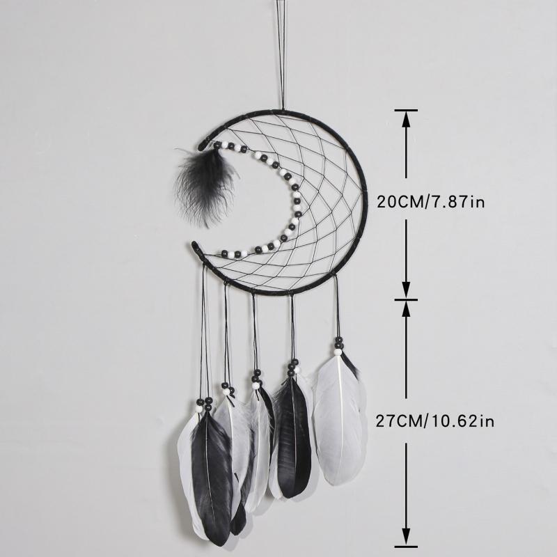 Moon Dream Catcher with Fairy Feather Home Bedroom Decor Girls Kids Gifts
